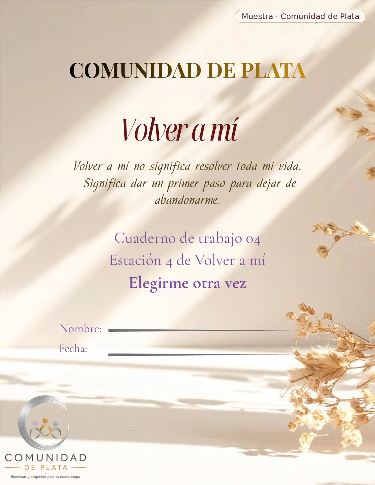 Portada de muestra del Workbook de la Estación 4: Elegirme otra vez.
